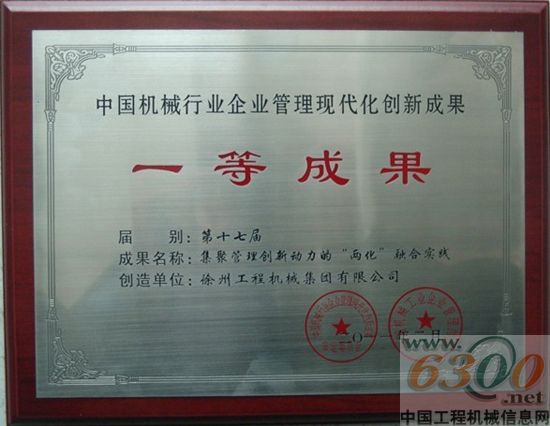 徐工集團(tuán)獲中國機(jī)械行業(yè)企業(yè)管理現(xiàn)代化創(chuàng)新成果一等獎(jiǎng)